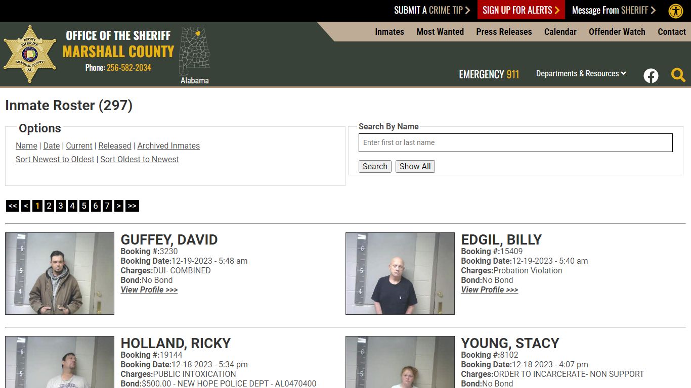 Inmate Roster - Current Inmates Booking Date Descending - Marshall ...